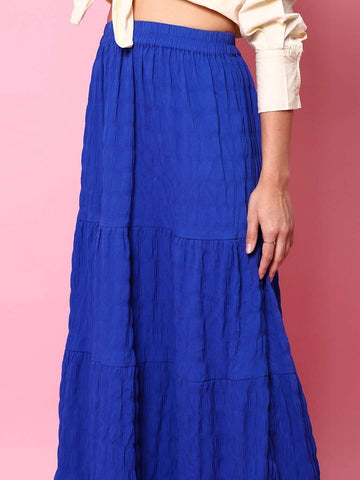 Women's Seer Sucker Elasticated Long Skirt