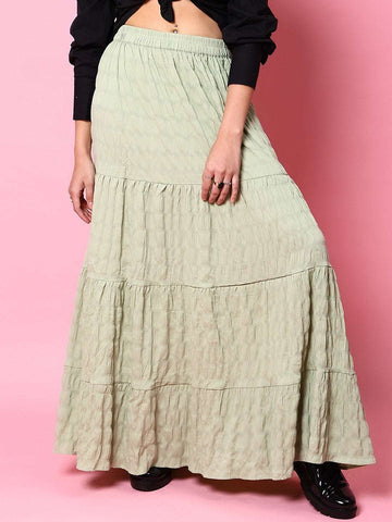 Women's Seer Sucker Elasticated Long Skirt
