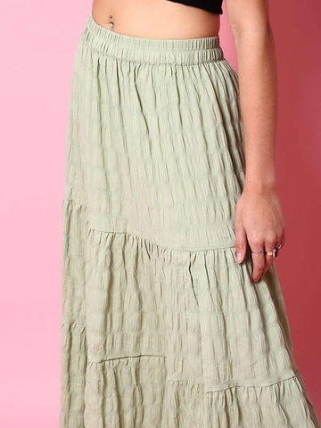 Women's Seer Sucker Elasticated Long Skirt