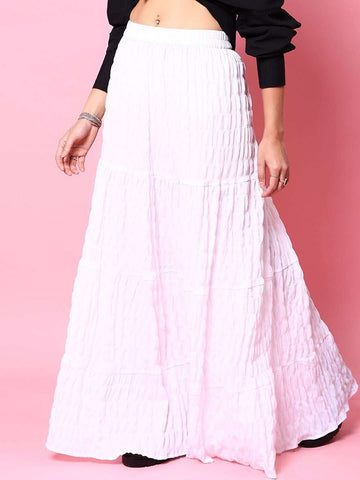 Women's Seer Sucker Elasticated Long Skirt