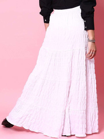 Women's Seer Sucker Elasticated Long Skirt