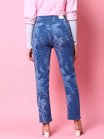 Women's Animal Printed Straight Denim Jeans