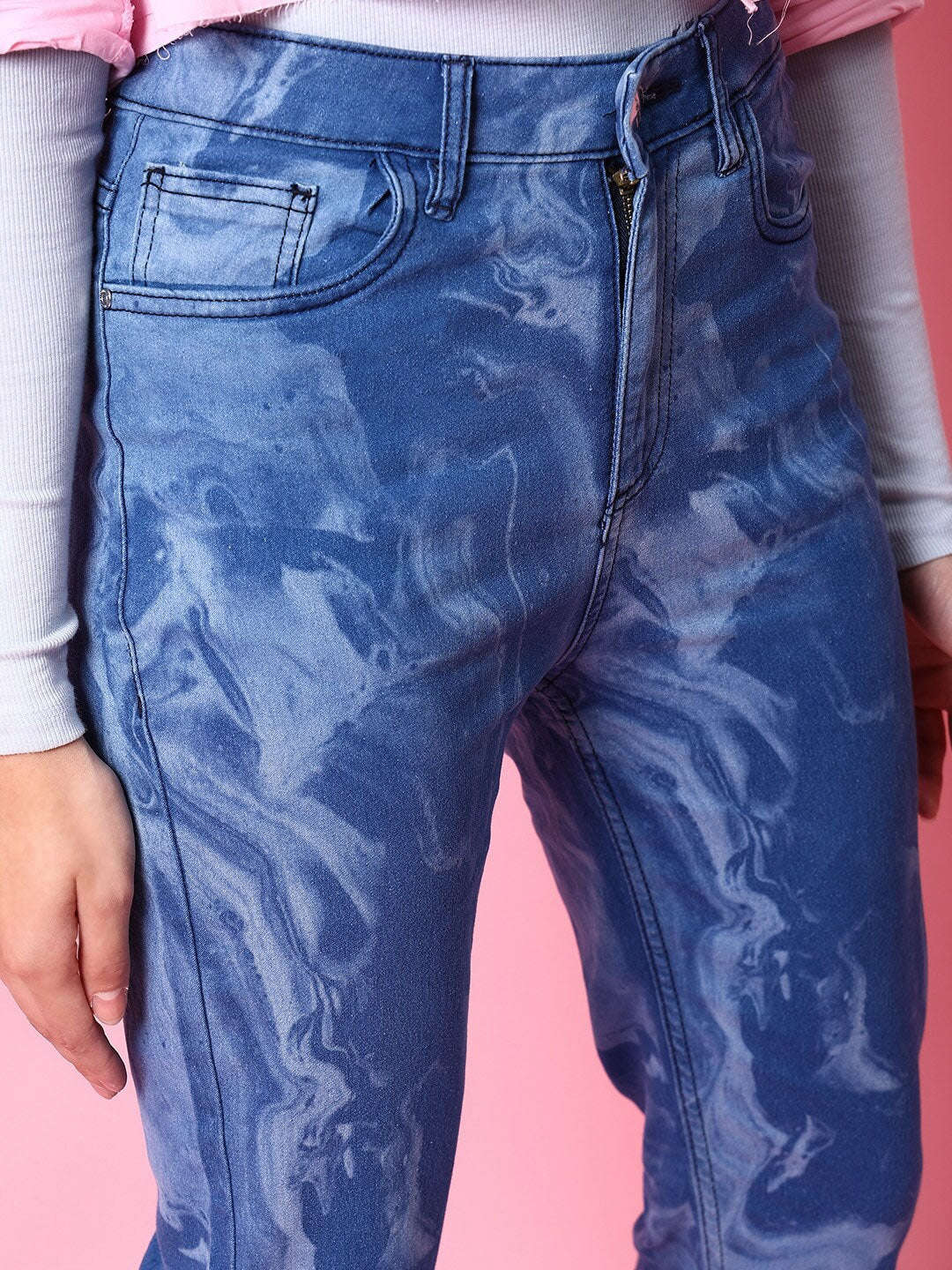 Women's Animal Printed Straight Denim Jeans