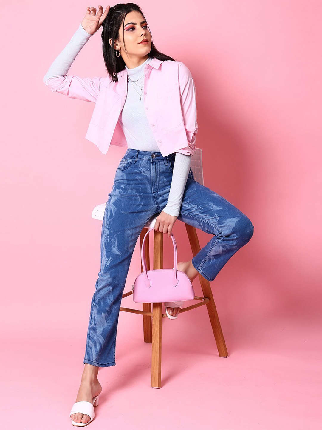 Women's Animal Printed Straight Denim Jeans