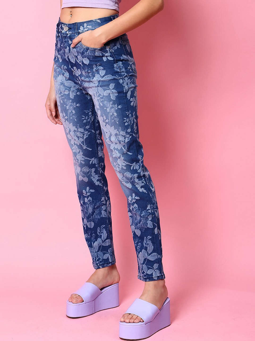 Women's Animal Printed Straight Denim Jeans