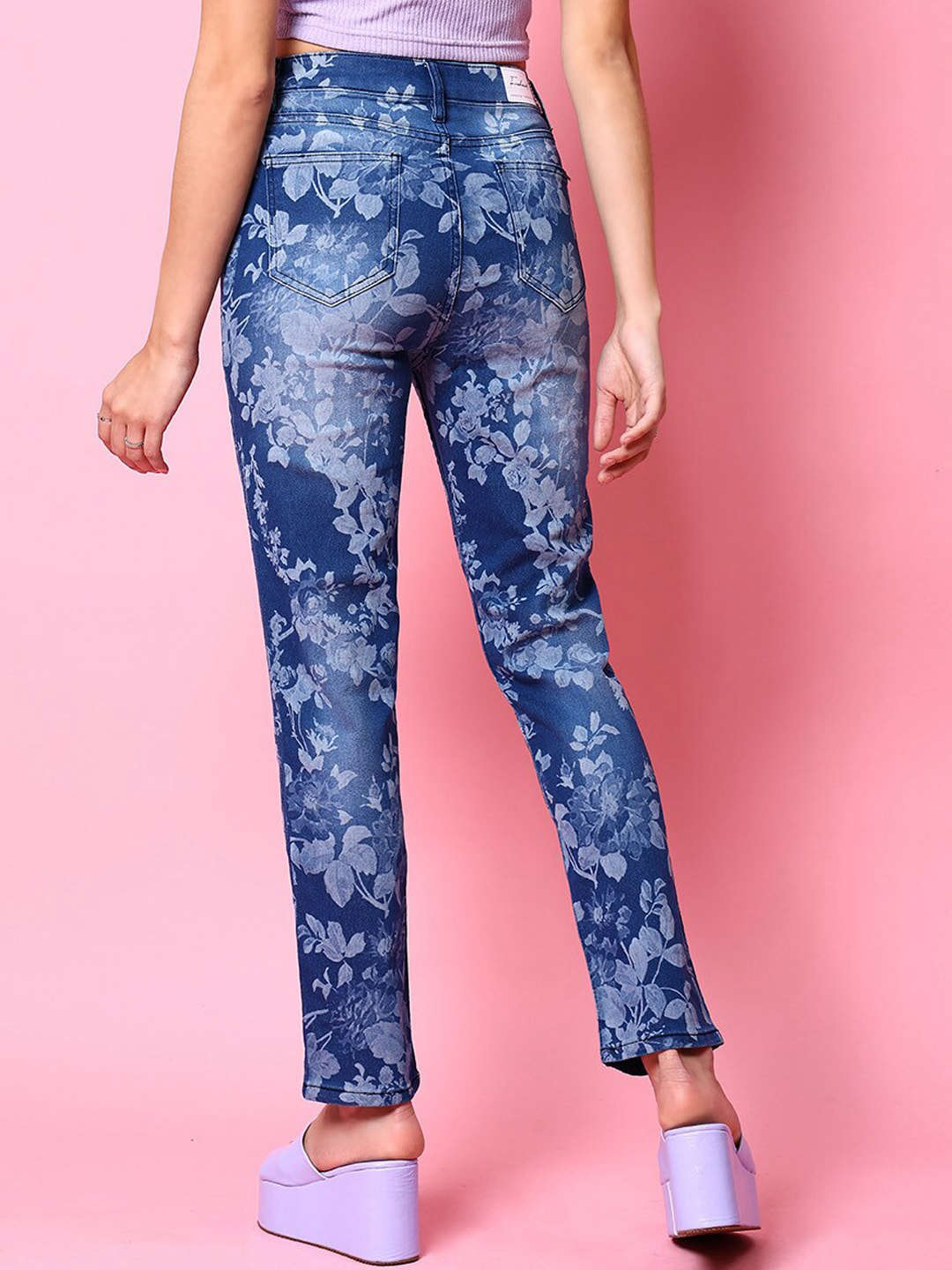 Women's Animal Printed Straight Denim Jeans