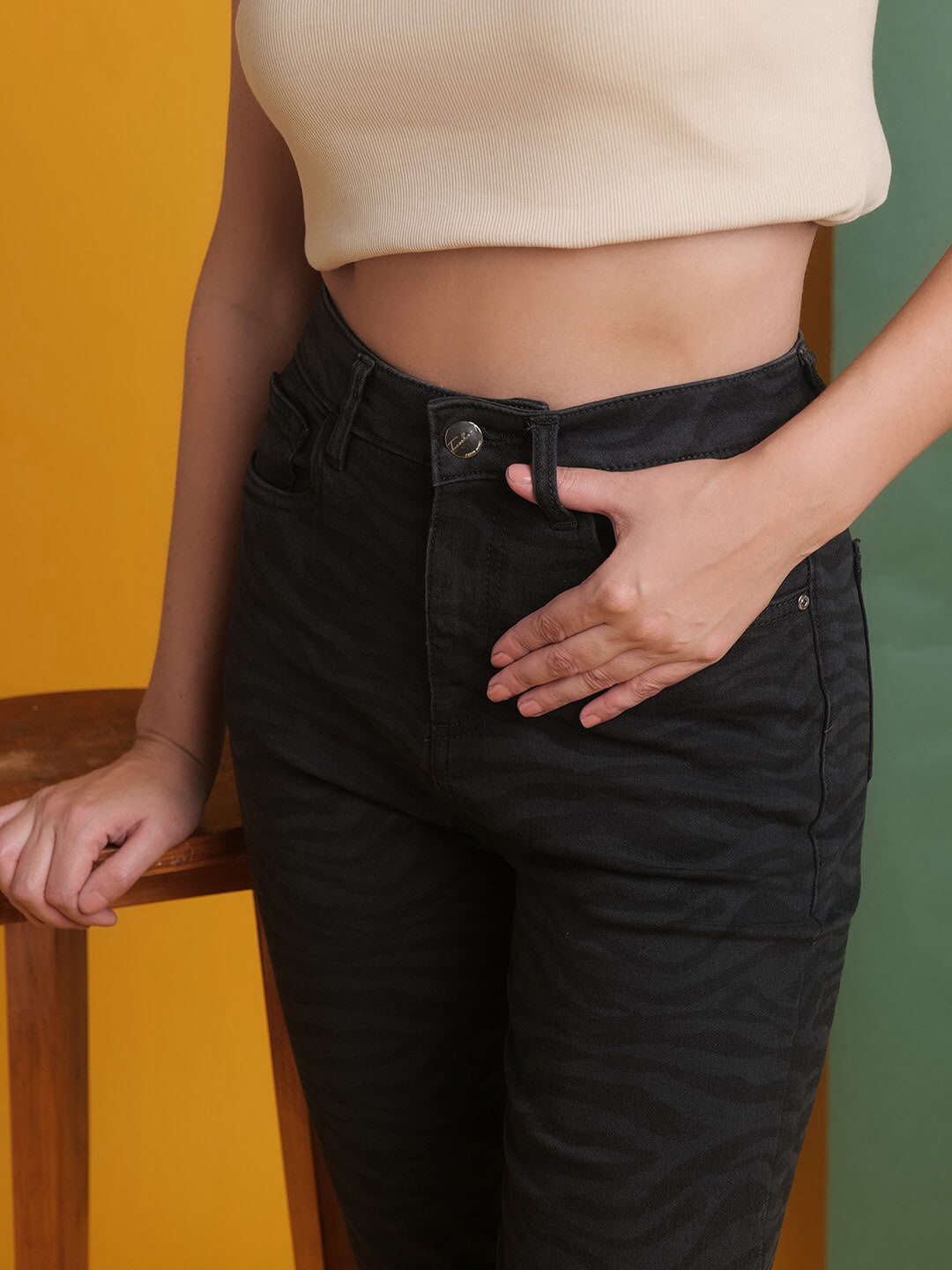 Women's Animal Printed Straight Denim Jeans