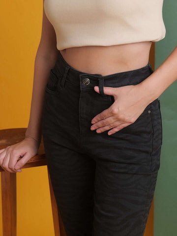 Women's Animal Printed Straight Denim Jeans