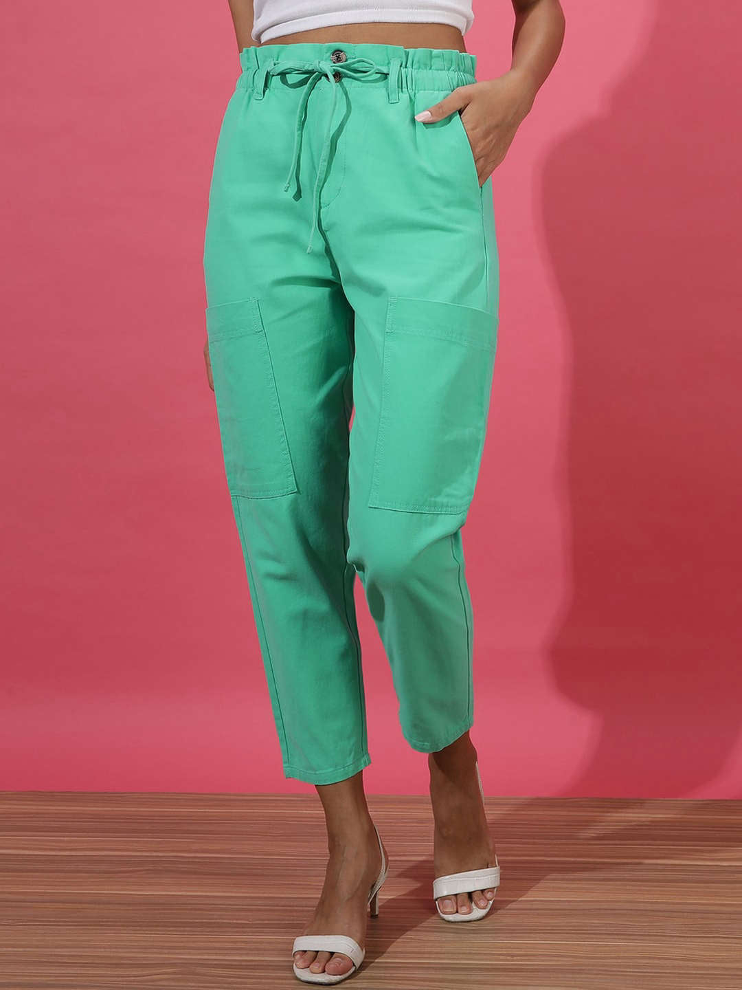 Women's Paperbag Trouser With Patch Pocket