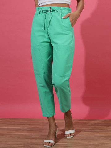 Women's Paperbag Trouser With Patch Pocket
