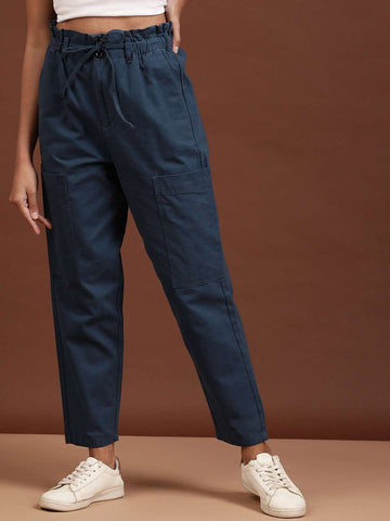 Women's Paperbag Trouser With Patch Pocket