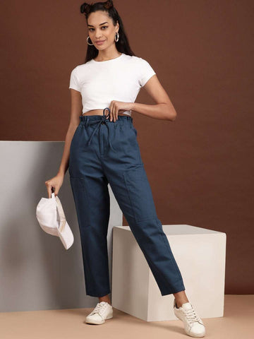 Women's Paperbag Trouser With Patch Pocket