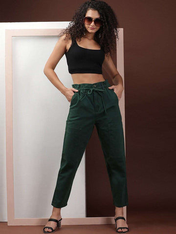 Women's Paperbag Trouser With Patch Pocket