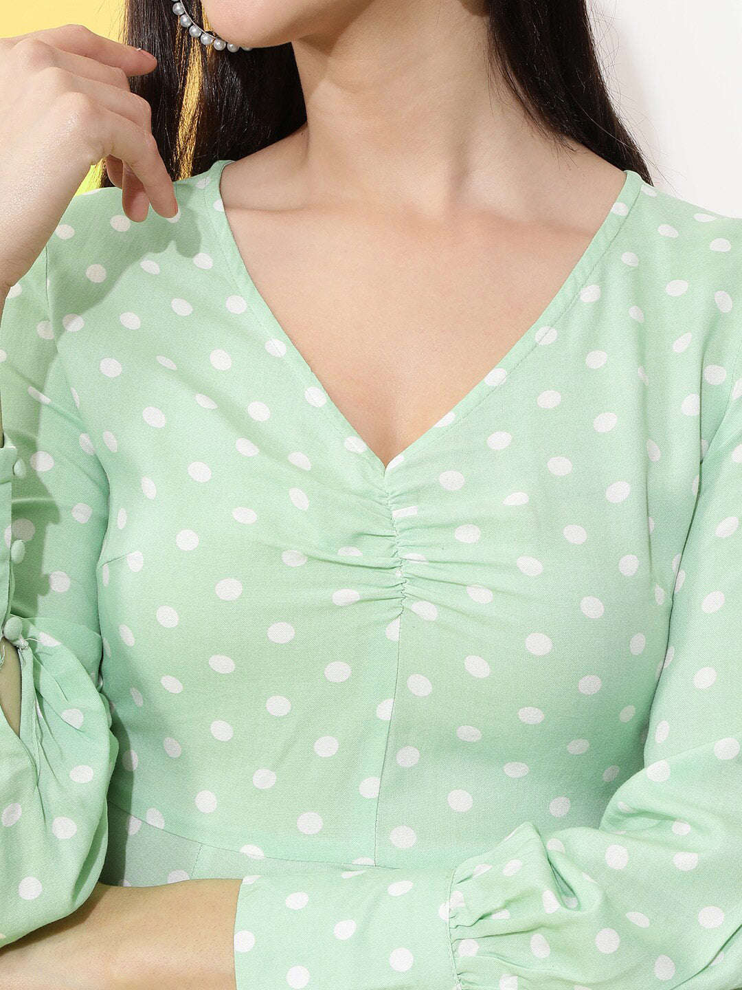 Women's V Neck Polka Dot Dress