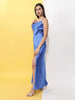 Women's Cowl Neck Satin Maxi Dress With Slit