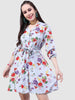 Women's Printed A Line Short Floral Dress With Belt