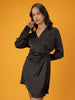 Women's Satin Boxy Fit Pleated Dress