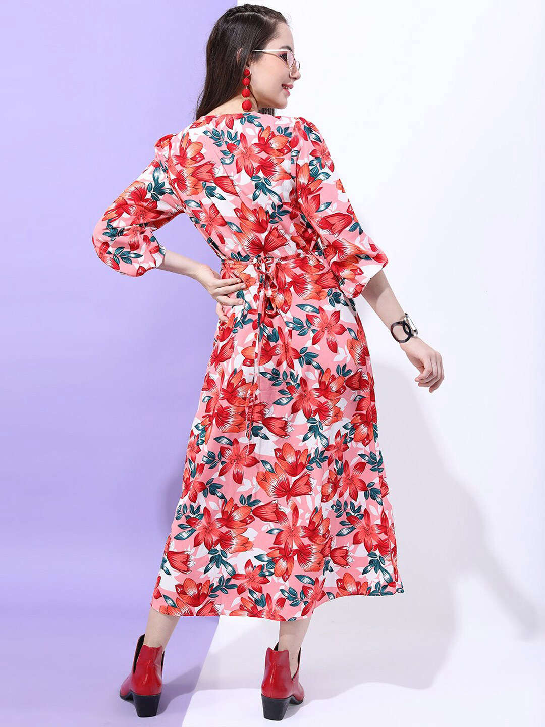 Women's Floral Empire Line Midi Dress