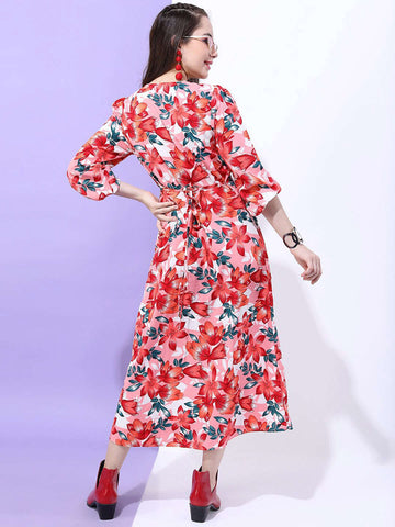 Women's Floral Empire Line Midi Dress