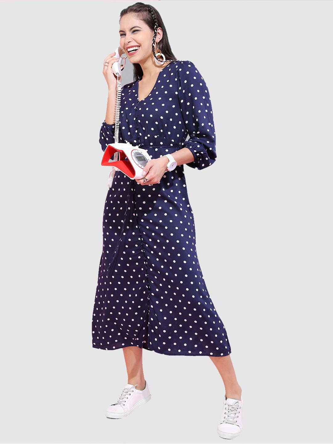 Women's Printed Empire Line Midi Dress
