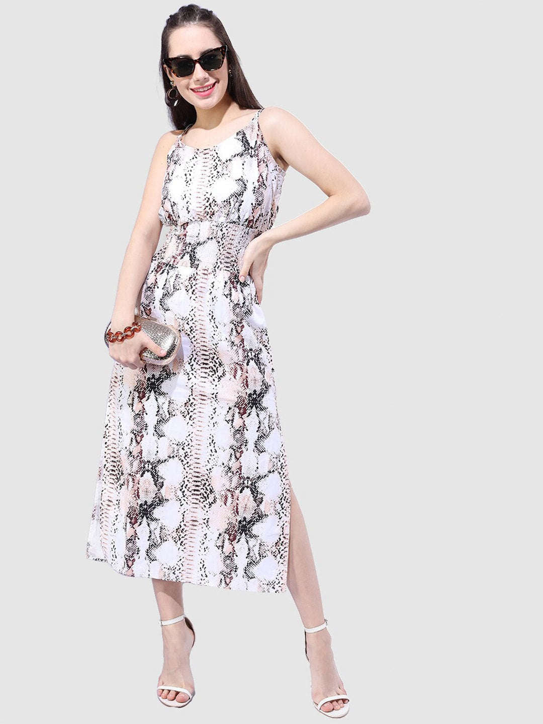 Women's Printed Elasticated Strapy Dress