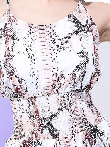 Women's Printed Elasticated Strapy Dress