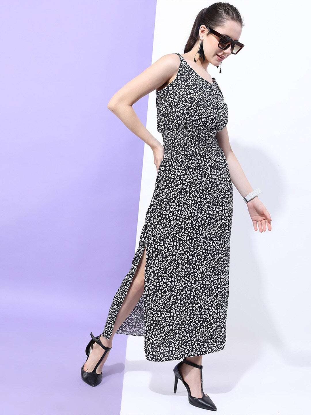 Women's Printed Elasticated Strapy Dress