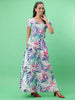 Women's Tropical Maxi Dress With Cut Out