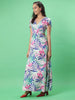 Women's Tropical Maxi Dress With Cut Out