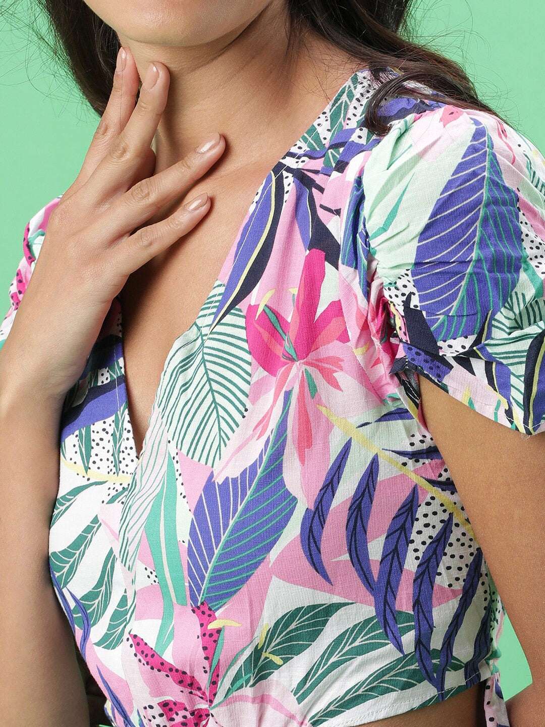 Women's Tropical Maxi Dress With Cut Out