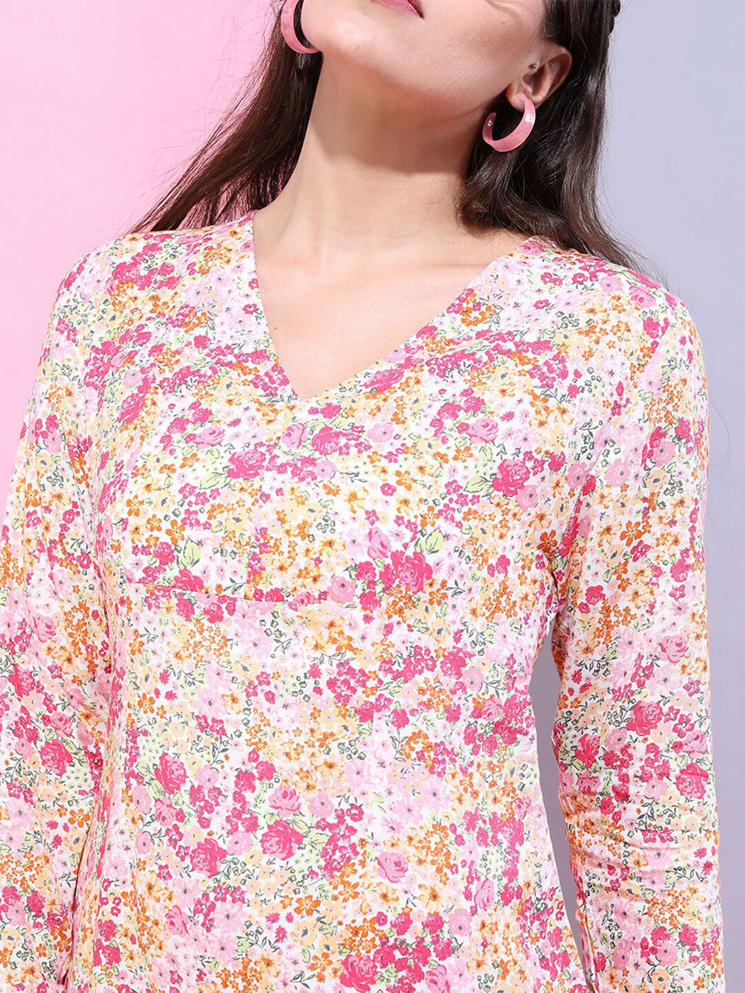 Women's Floral V Neck Short Dress