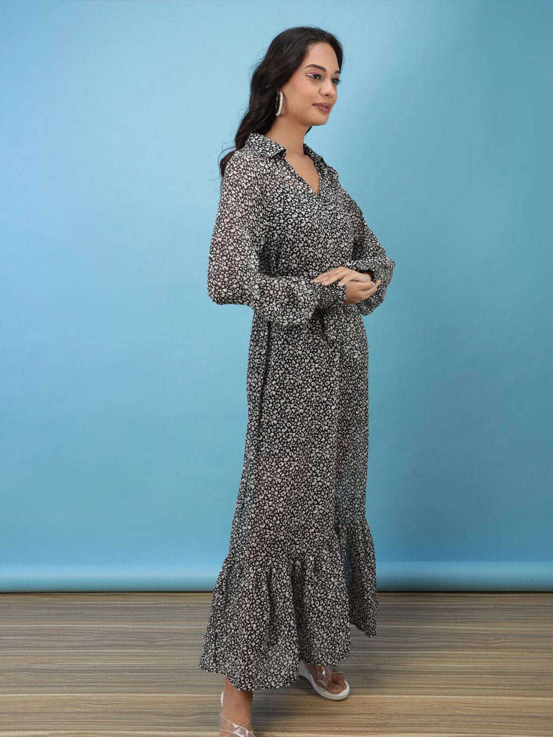 Women's Animal Printed Flare Maxi Dress