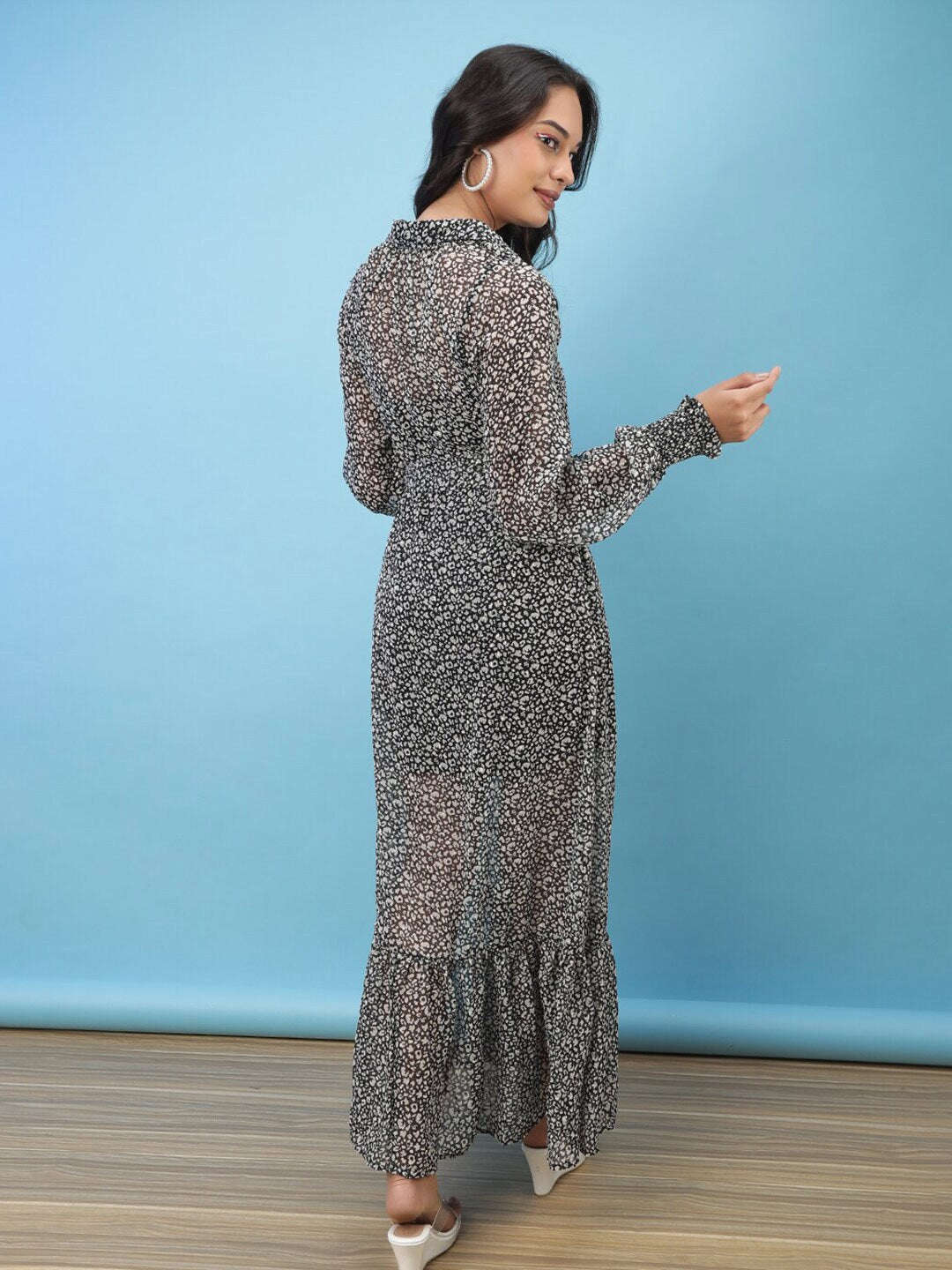 Women's Animal Printed Flare Maxi Dress