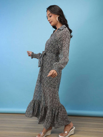 Women's Animal Printed Flare Maxi Dress