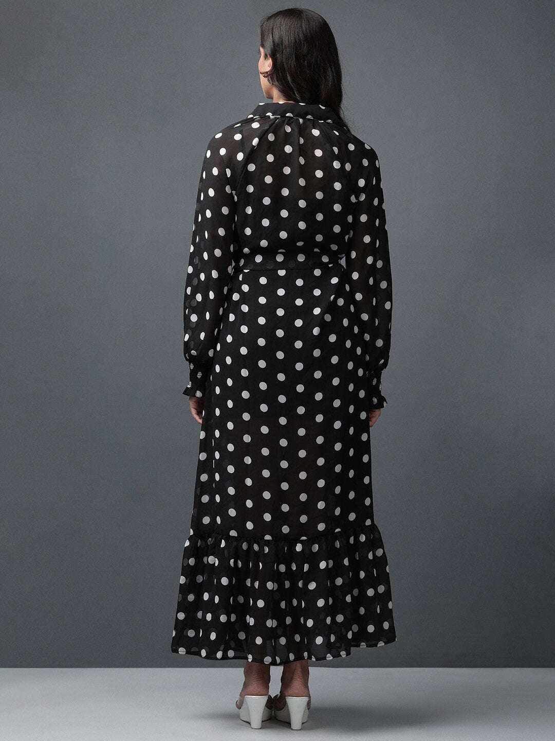 Women Polka Dot Flared Dress