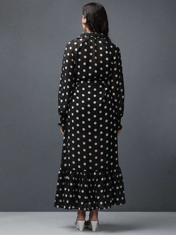 Women Polka Dot Flared Dress