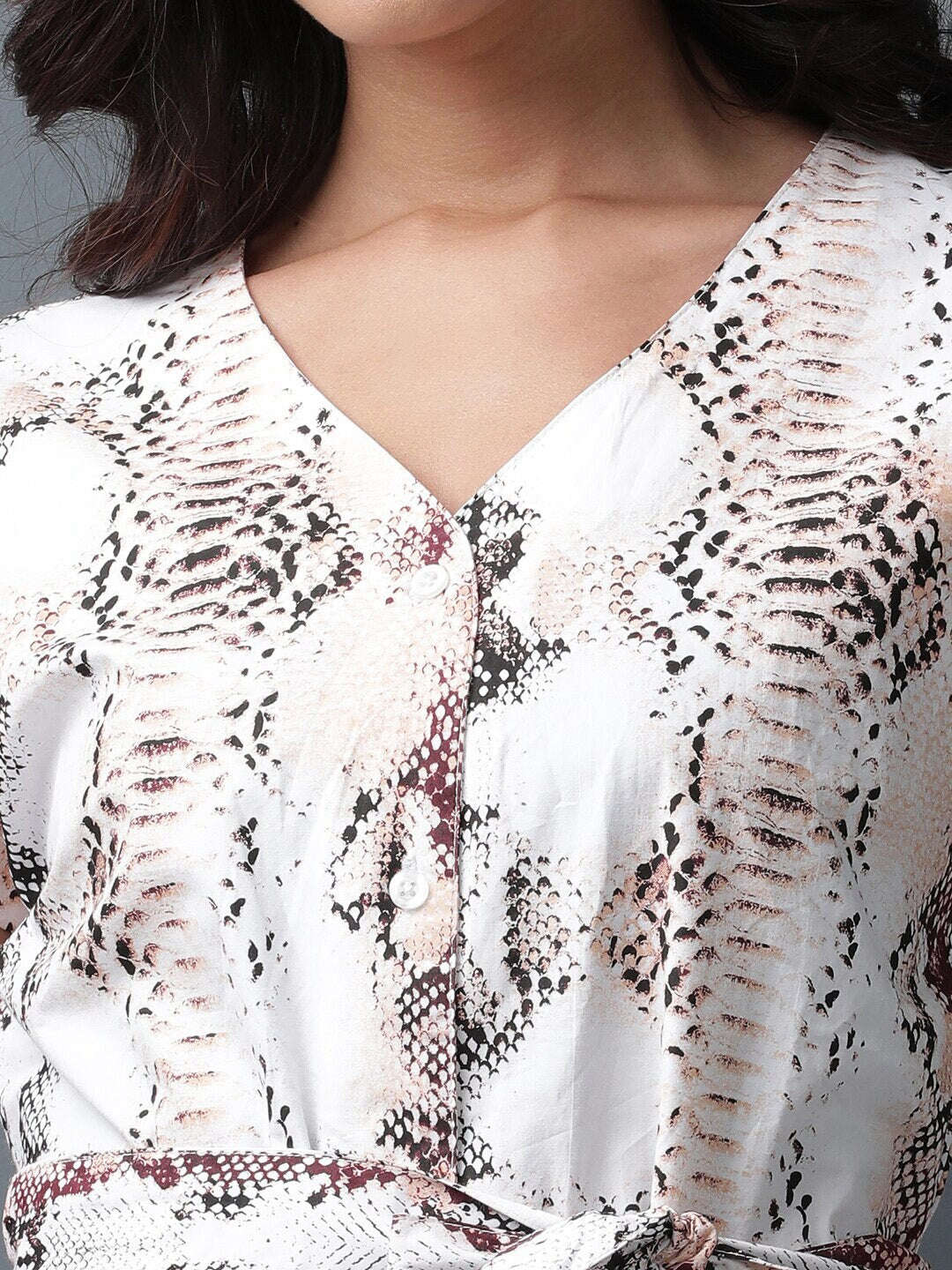 Women's Animal Printed Shirt Dress With Belt