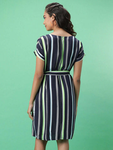 Women's Printed Shirt Dress With Belt