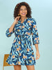 Women's Printed A Line Short Dress With Belt