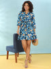 Women's Printed A Line Short Dress With Belt