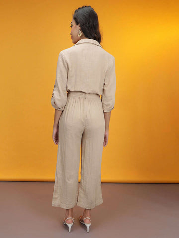 Women's Solid Jumpsuit With Flap Pockets