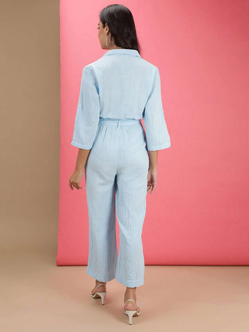 Women's Solid Jumpsuit With Flap Pockets