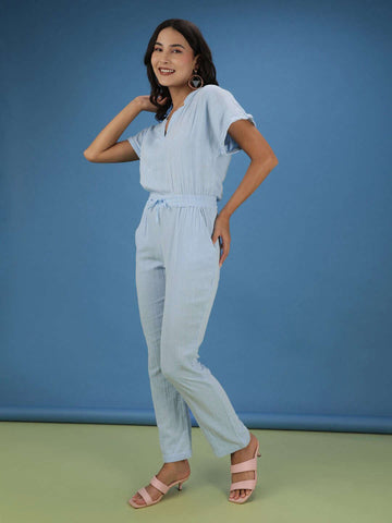 Women's Solid Jumpsuit With Scoop Pockets
