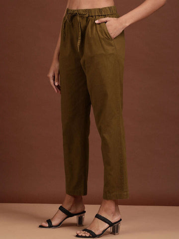 Women's Elasticated Waist Cuffed Trouser