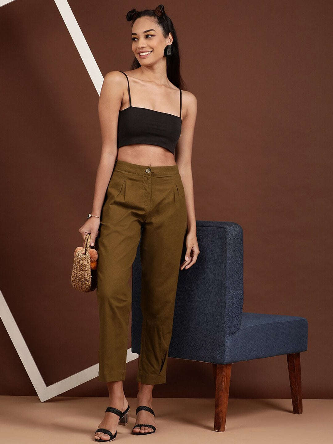 Women's Elasticated Waist Cuffed Trouser