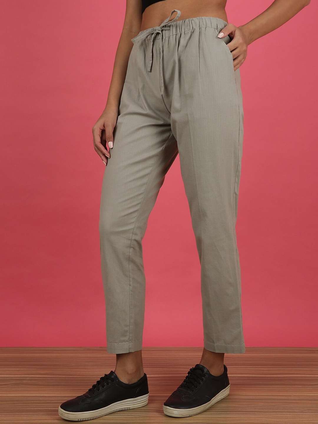 Women's Elasticated Waist Cuffed Trouser