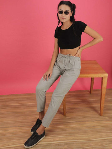 Women's Elasticated Waist Cuffed Trouser