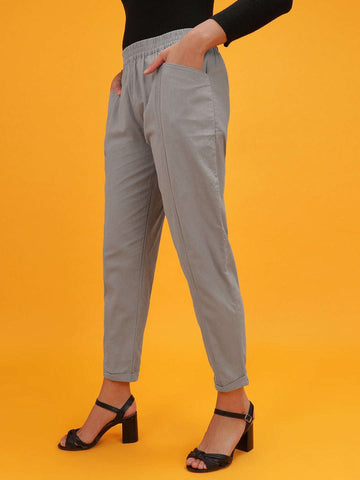 Women's Elasticated Waist Cuffed Trouser