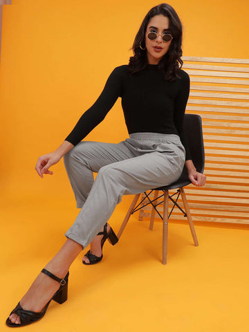 Women's Elasticated Waist Cuffed Trouser