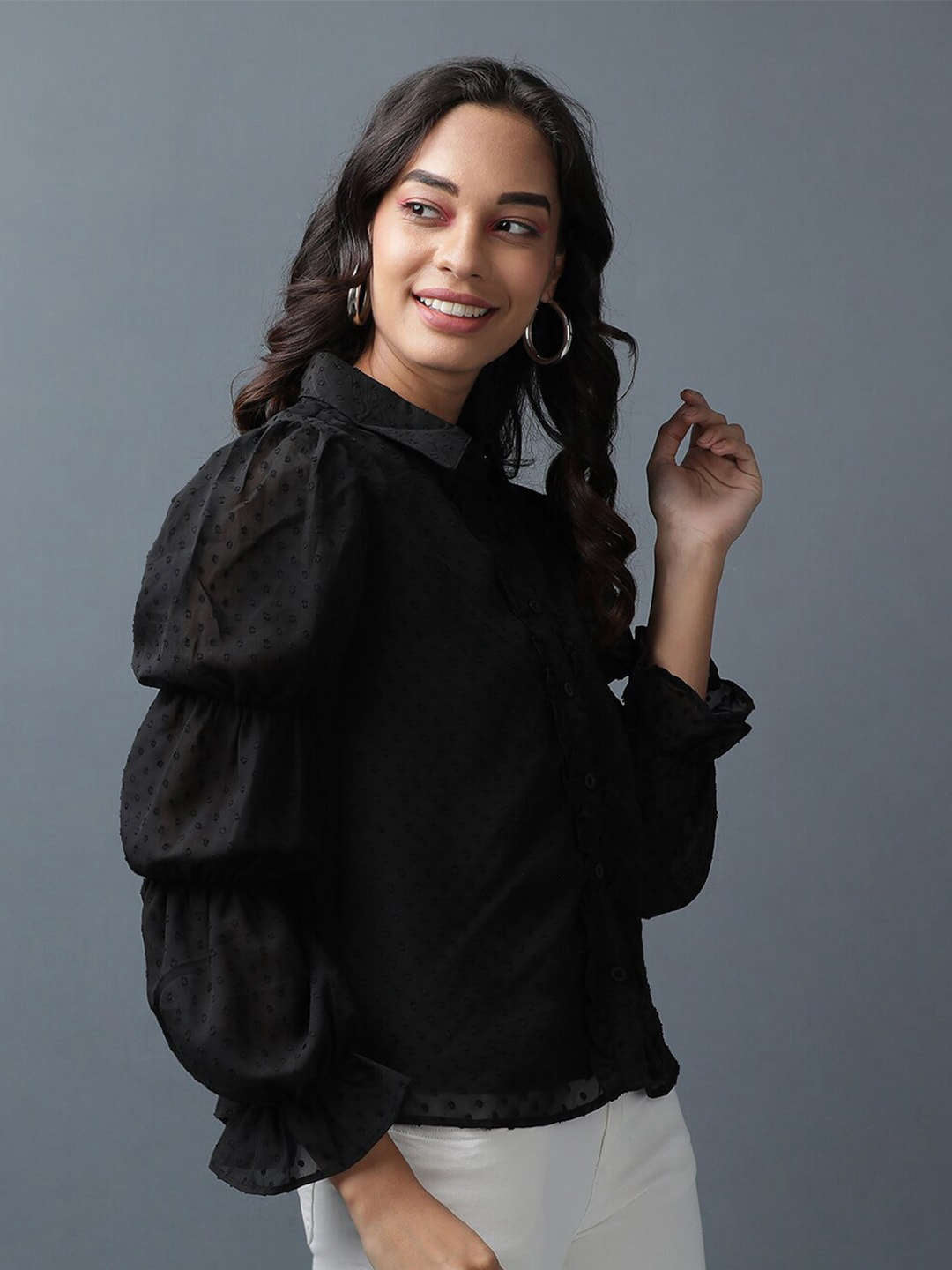 Women's Sheer Ruffle Shirt